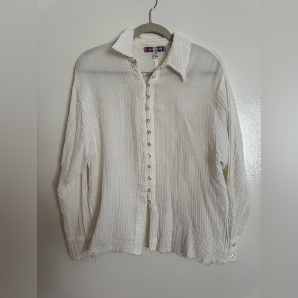 Urban Outfitters Soft Cream Gauze Shirt XS